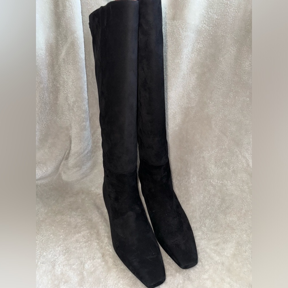 Sam Edelman Black Suede Knee-High Heeled Boots